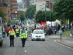 Marching up the hill to Peace in the Park