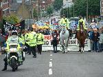 Marching up the hill to Peace in the Park