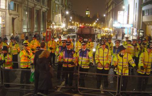 Whitehall leading to Downing St was heavily defended