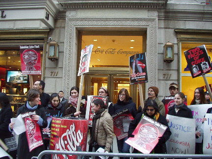 Anti Killer-Coke Demonstrators Ourside Killer-Coke's NYC Corporate Headquarters