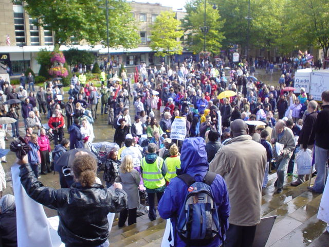Rally in Bolton Town Centre