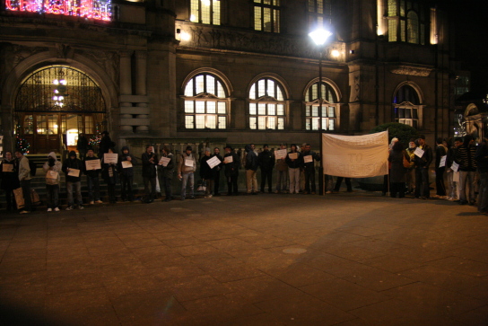 Human rights day demo outside the town hall.
