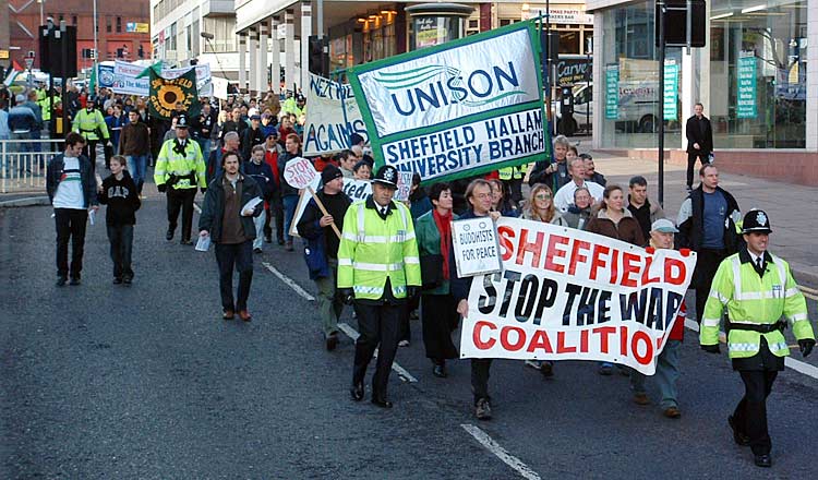 The unity of Police and protesters symbolises a secret set of shared goals.