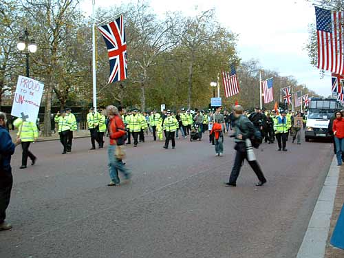 The police fail to stop a crowd getting to the tea party.