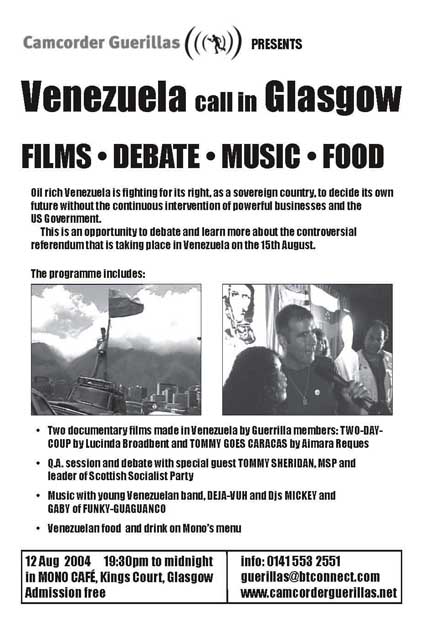 flyer for the Camcorder Guerillas video screening