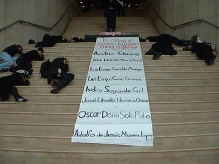 Die-In and Demonstartion at New York University, March 31, 2004