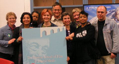 With Rod Stoneman (centre) at the the Huston School of Film & Digital Media