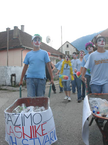 The clowns on a mission to solve the rubbish mistery..