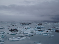 Icebergs breaking off glaciers