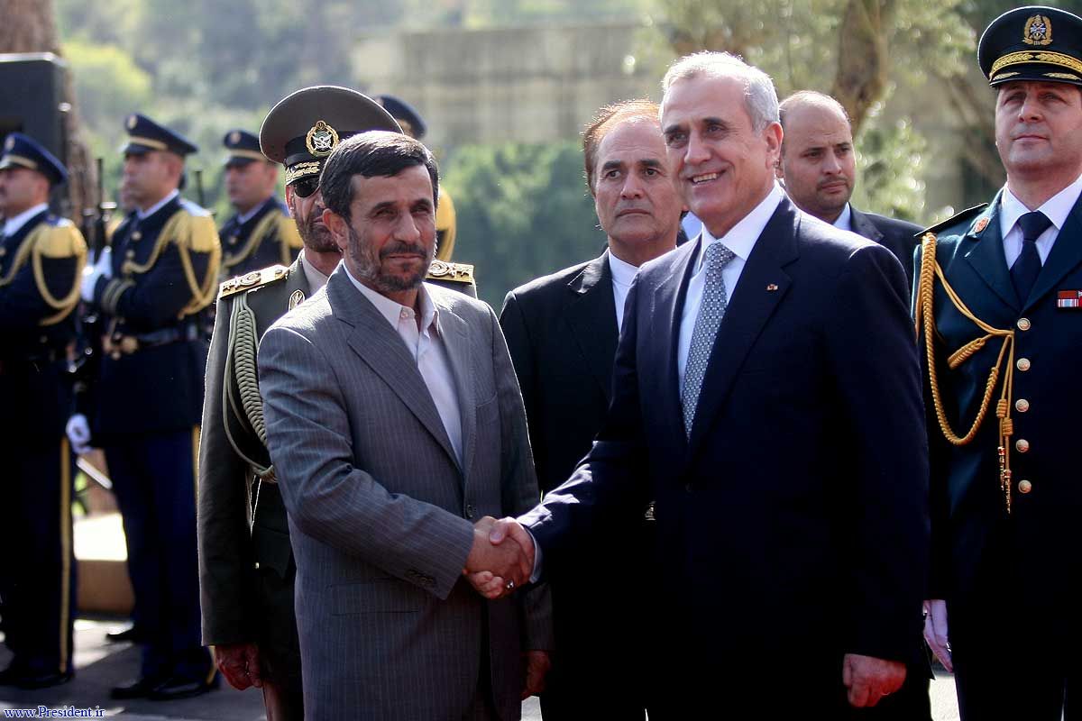 President Sleiman welcomes President Ahmadinejad, Beirut, 13 October 2010