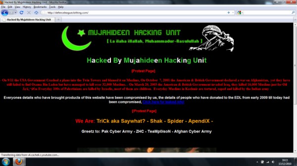 EDL Clothing Website Hacked