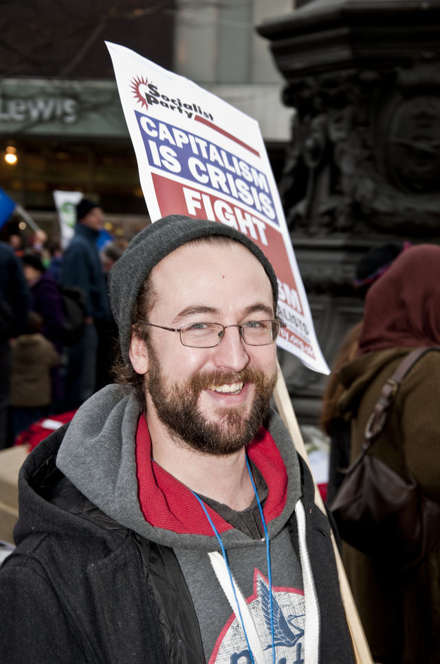 Chris Bingham from Rotherham against the cuts.