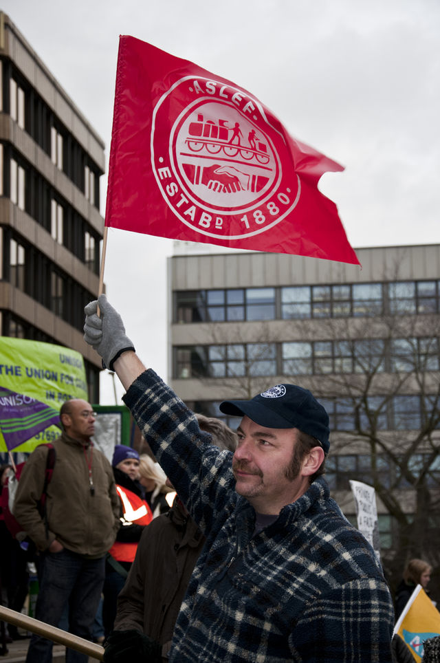 Protesters wrapped up warm and battled the elements to be heard!