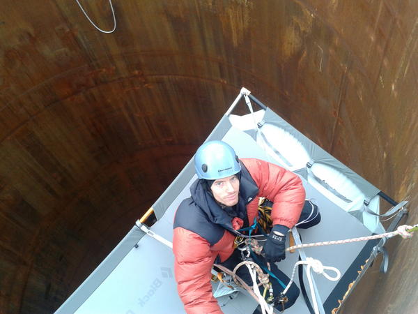 Hanging on a portaledge inside chimney 2