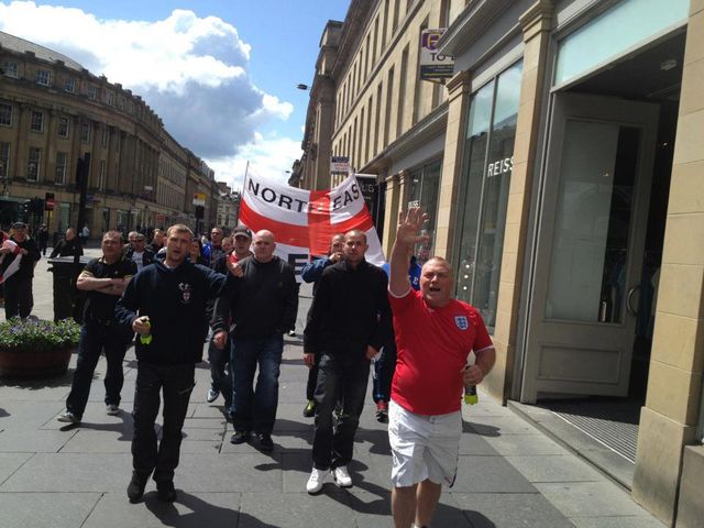 NE EDL doing Hitler Salutes in Newcastle in 2013